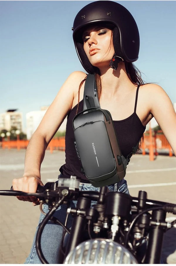 USB-laddning Sport Sling Stöldskyddad axelväska