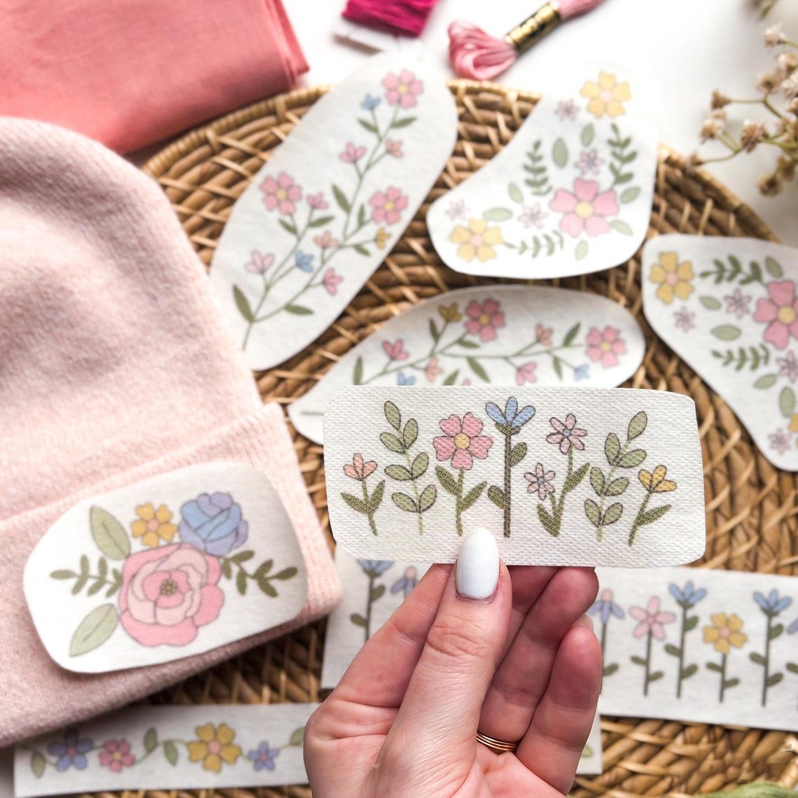 🌸Blomsterlinjer Designade Blomsterkantmönster Broderimönster – Stick & Stitch för nybörjare