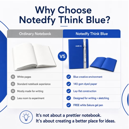 📘 Notedfy Think Blue Notebook – A Different Page for Better Ideas 💙