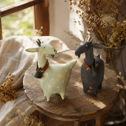 Whimsical Farmhouse Goat Figurines