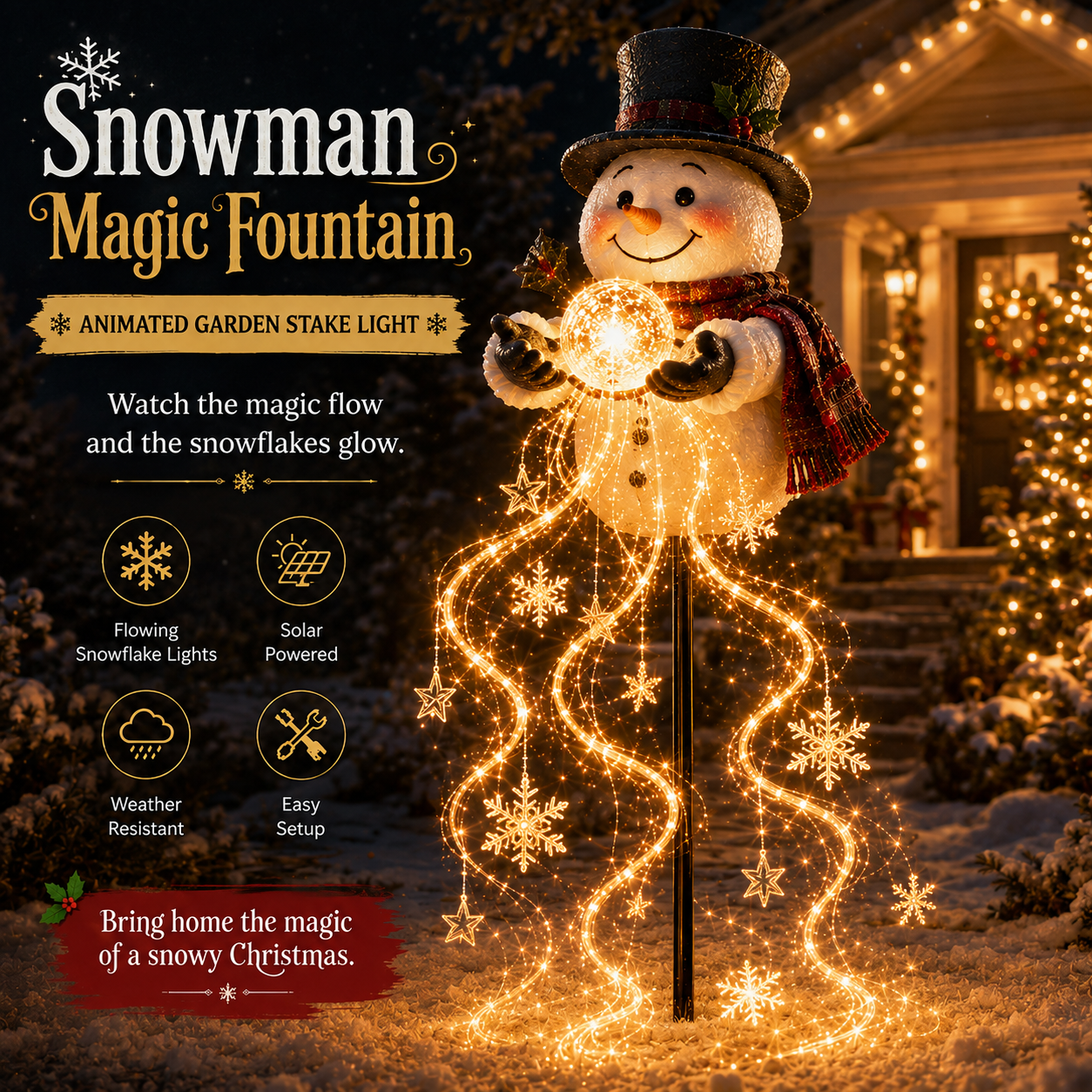 Snowman Magic Fountain LED Christmas Garden Light