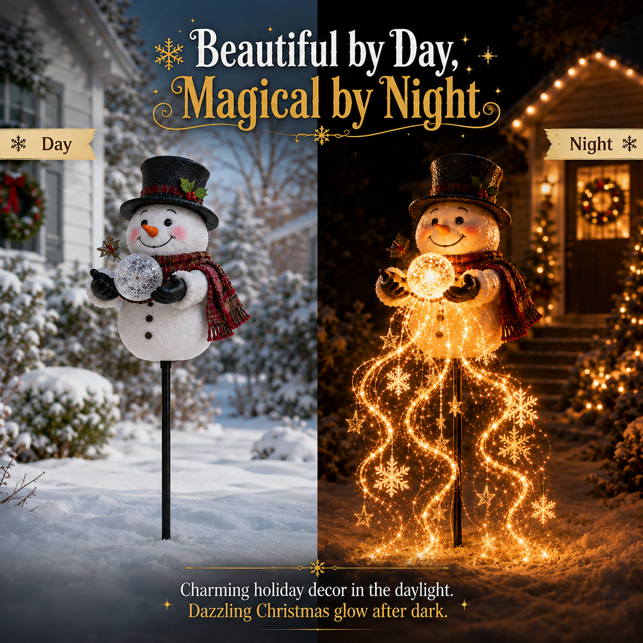 Snowman Magic Fountain LED Christmas Garden Light - Image 3