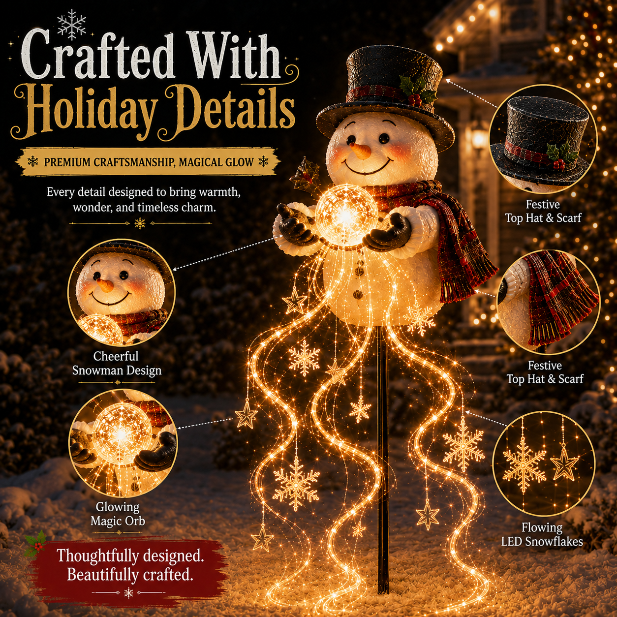 Snowman Magic Fountain LED Christmas Garden Light - Image 4