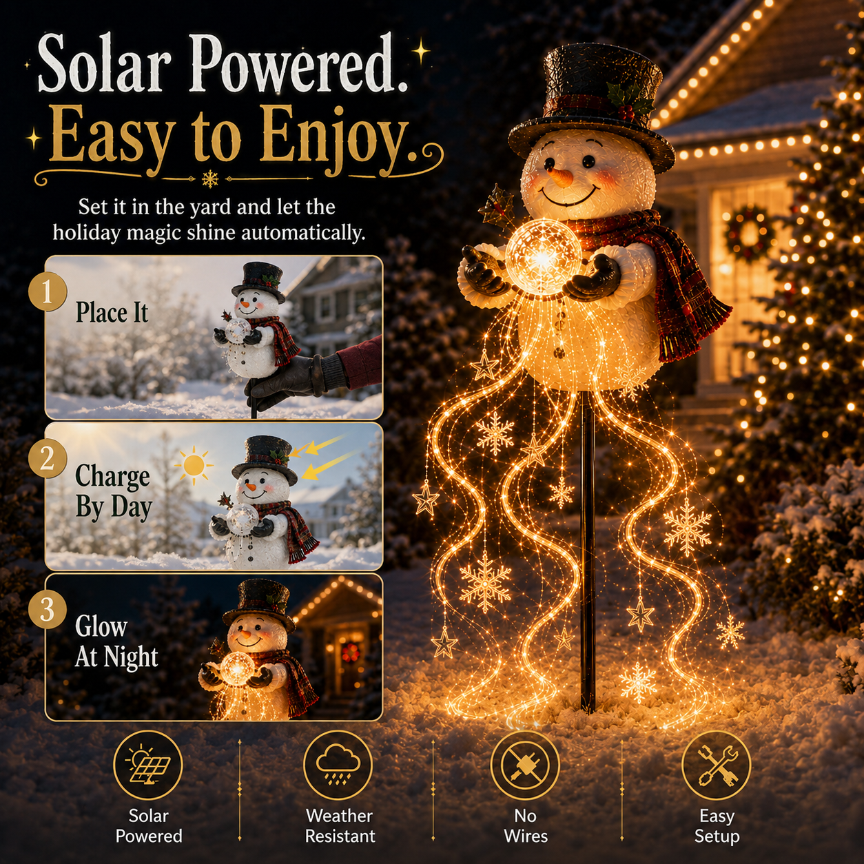 Snowman Magic Fountain LED Christmas Garden Light - Image 5