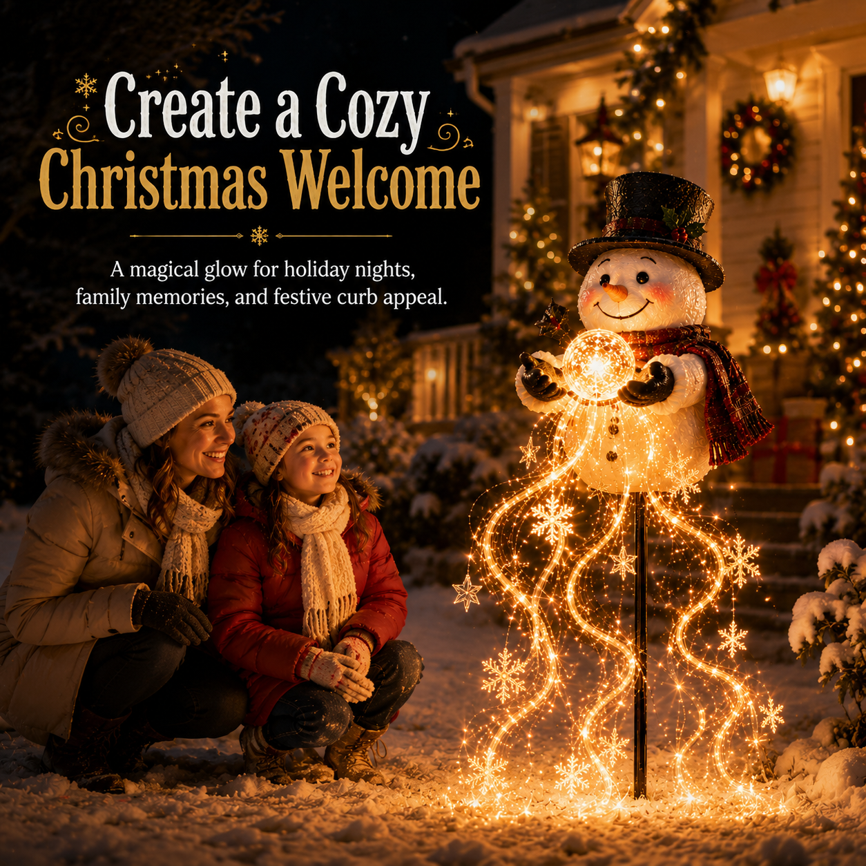 Snowman Magic Fountain LED Christmas Garden Light - Image 6