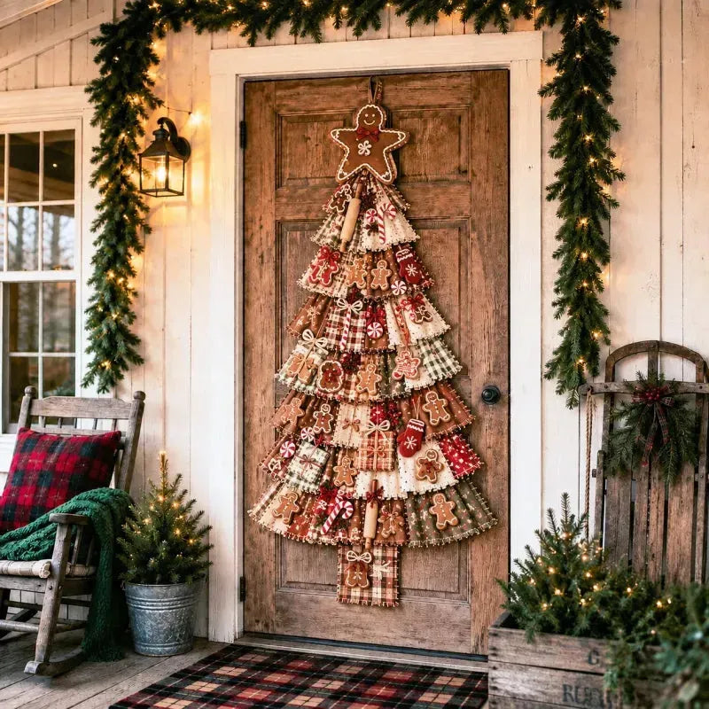 🎄 DIY Patchwork Christmas Tree Door Hanger | Rustic Christmas Decoration