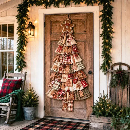 🎄 DIY Patchwork Christmas Tree Door Hanger | Rustic Christmas Decoration