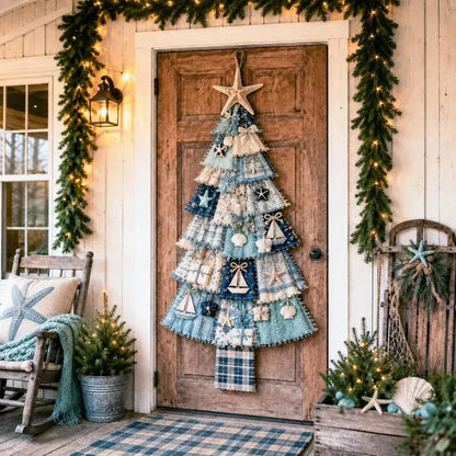🎄 DIY Patchwork Christmas Tree Door Hanger | Rustic Christmas Decoration