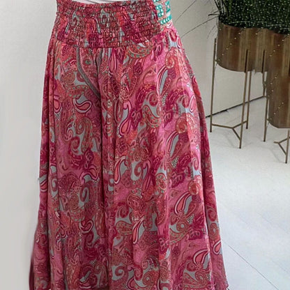 ⏳Tidsbegränsad rabatt✈️ETNISKA PAISLEY PRINT ELASTISKA PATCHWORK MIDJA LÄTTVIKTSBYXOR