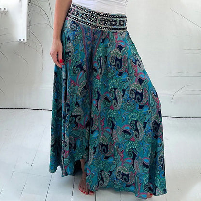 ⏳Tidsbegränsad rabatt✈️ETNISKA PAISLEY PRINT ELASTISKA PATCHWORK MIDJA LÄTTVIKTSBYXOR