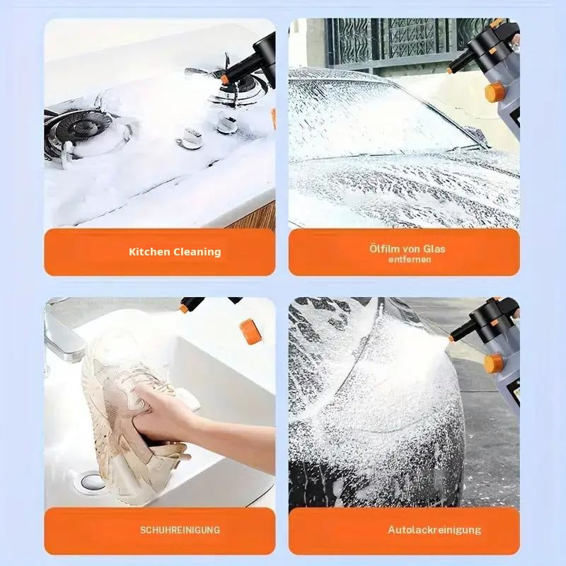 Elektrisk skumpistol för biltvätt, handhållen högtryckstvätt, multifunktionell, stor kapacitet, lång batteritid, för bilar, kök, hushållsrengöring