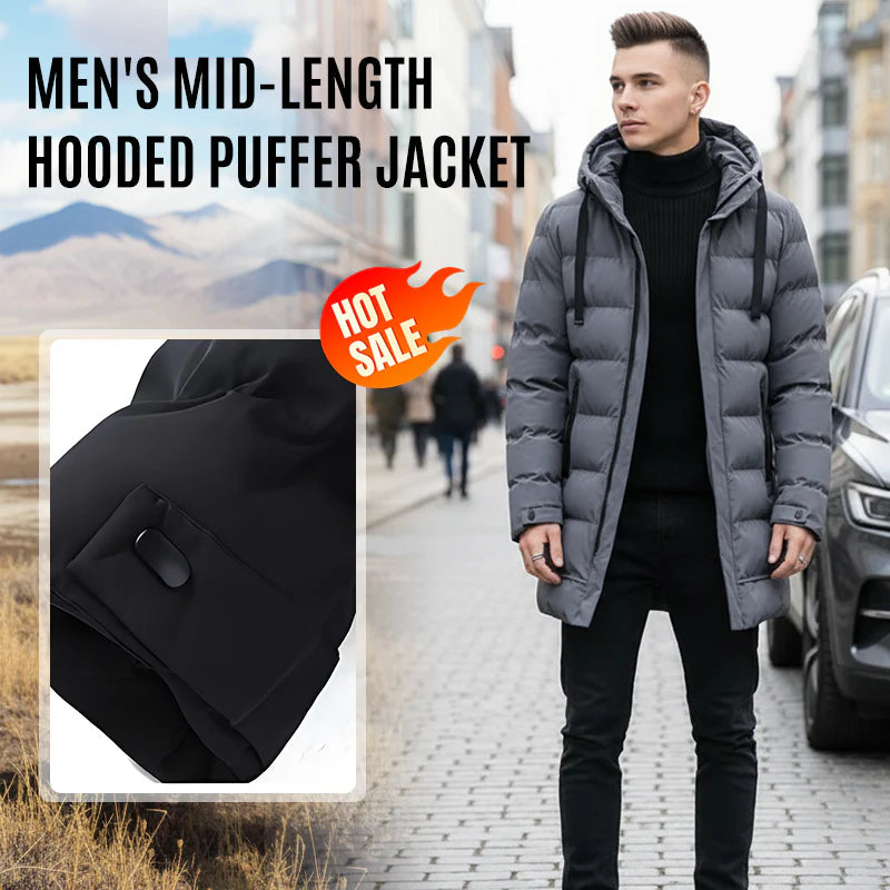 ⌛50 % rabatt på allt! ⏰ Herrquiltad jacka med huva, medellång 🔥