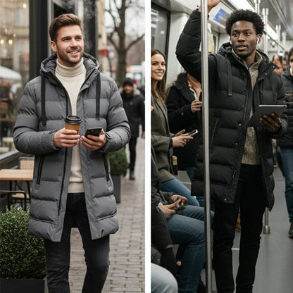 ⌛50 % rabatt på allt! ⏰ Herrquiltad jacka med huva, medellång 🔥