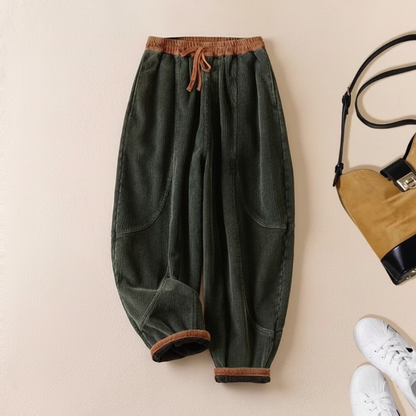 Varma harembyxor i sammet för kvinnor med mjukt foder