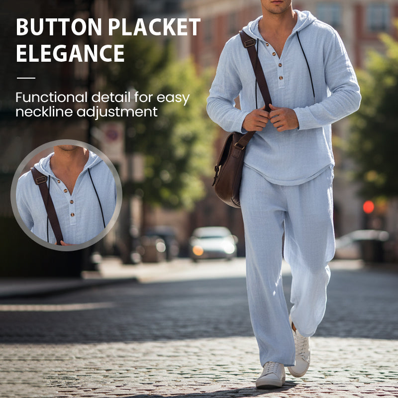 Herrhuvtröja och byxor i ledig passform – 2-delat set