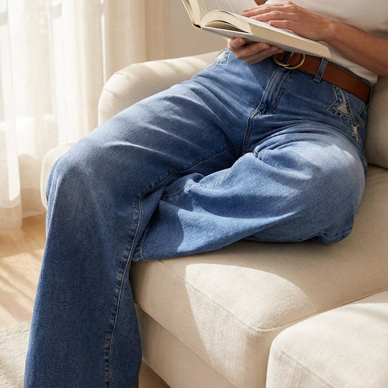 Damjeans med hög midja och vida ben i vintage-modell