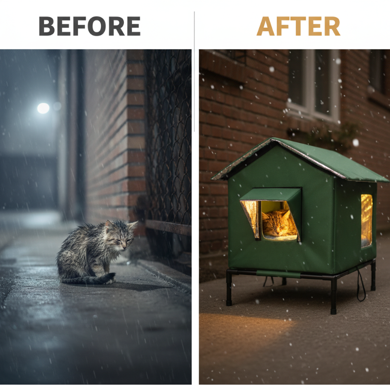 🐱 LIMITED-TIME 50% OFF! ✨ All-Weather Elevated Outdoor Cat House – Waterproof, Thermal Lining, Foldable