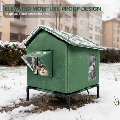 🐱 LIMITED-TIME 50% OFF! ✨ All-Weather Elevated Outdoor Cat House – Waterproof, Thermal Lining, Foldable
