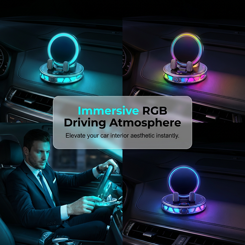 🎉 2026 Sale — Over 50,000 Sold! 🚗 RGB Electric Car Phone Mount with Wireless Charging – Auto-Clamping & 15W Fast Charge ⚡