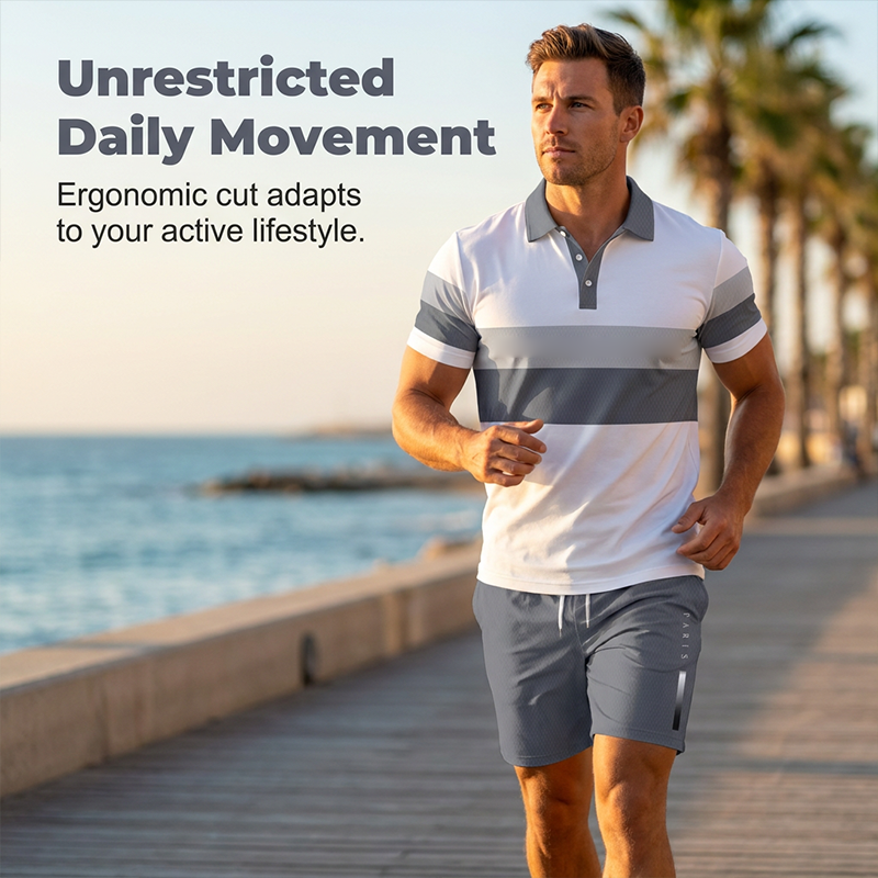 Men's Two-Piece Shirt and Shorts Set – Digital Print, Athletic Fit, Wrinkle Resistant ✨