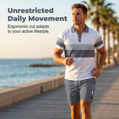 Men's Two-Piece Shirt and Shorts Set – Digital Print, Athletic Fit, Wrinkle Resistant ✨