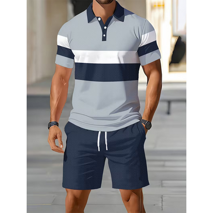 Men's Two-Piece Shirt and Shorts Set – Digital Print, Athletic Fit, Wrinkle Resistant ✨