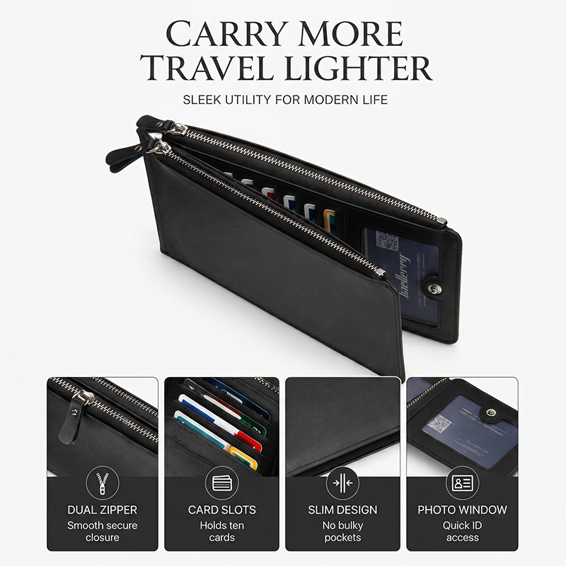 👝 LIMITED-TIME 50% OFF! 💥 Slim Long Wallet for Men – Thin Profile, RFID Optional, Premium Leather ✨