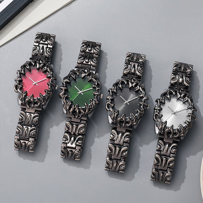 ⌚ LIMITED-TIME 50% OFF! ✨ Creative Claw-Shaped Quartz Watch for Men – Red Dial, Sculptural Bracelet, Statement Style 🔥