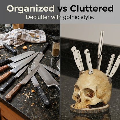 🎉 2026 Sale — Over 71,000 Sold!💞 Funny Skull Knife Holder for Kitchen Storage – Spooky & Functional 💀