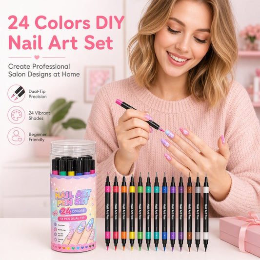 💅 LIMITED‑TIME 50% OFF! 💥 24 Colors Dual Ended Nail Art Pens Set – Creative, Salon‑Quality, Easy DIY ✨