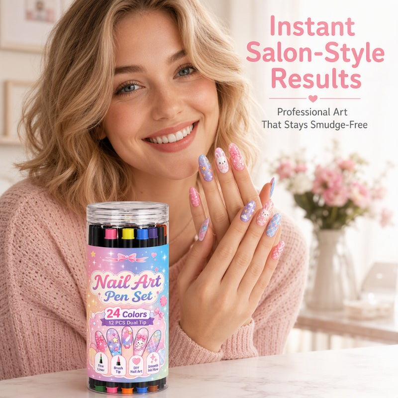 💅 LIMITED‑TIME 50% OFF! 💥 24 Colors Dual Ended Nail Art Pens Set – Creative, Salon‑Quality, Easy DIY ✨