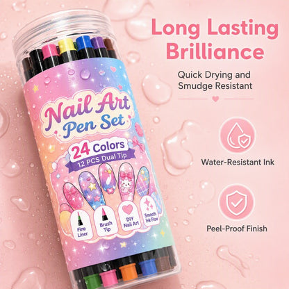 💅 LIMITED‑TIME 50% OFF! 💥 24 Colors Dual Ended Nail Art Pens Set – Creative, Salon‑Quality, Easy DIY ✨