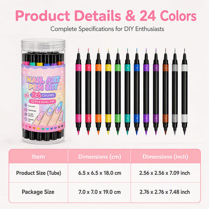 💅 LIMITED‑TIME 50% OFF! 💥 24 Colors Dual Ended Nail Art Pens Set – Creative, Salon‑Quality, Easy DIY ✨