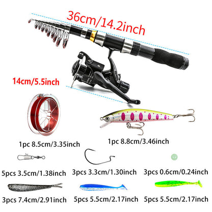 🎣 LIMITED‑TIME 50% OFF! ⚡Complete Travel Fishing Gear Set & Carrying Bag – Telescopic Fiberglass Rod, Full Accessories ✨