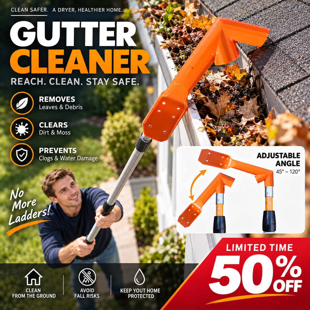 ✨🌧️ Adjustable Gutter Cleaning Tool