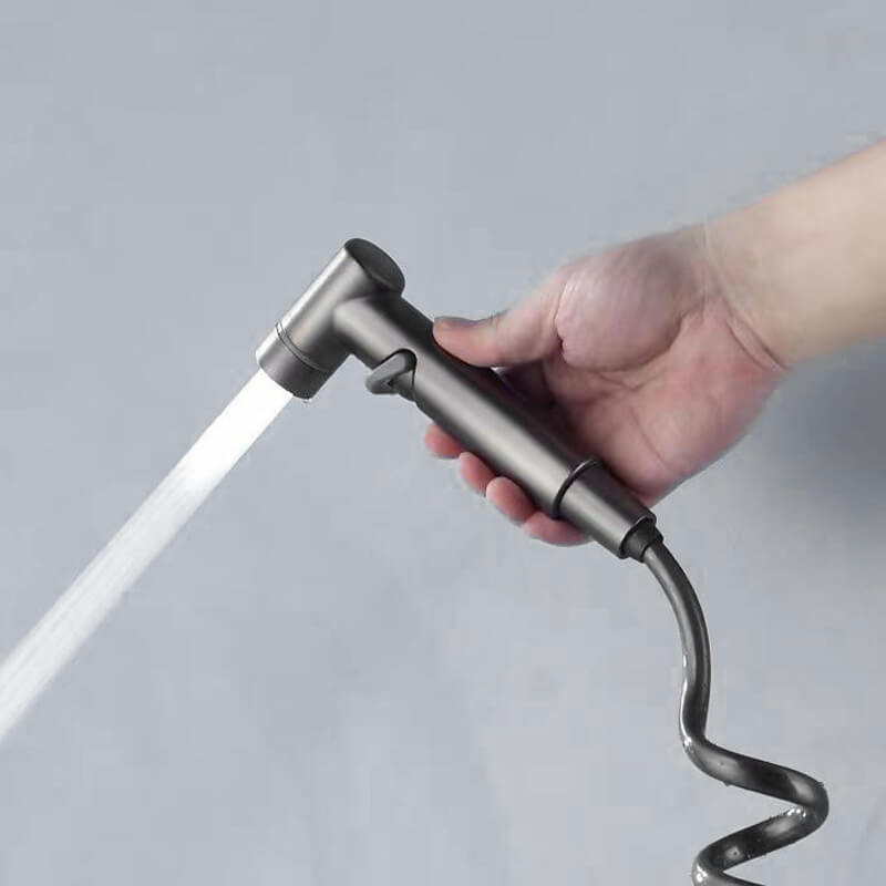 Toilet Companion - Handsprutpistol i koppar med dubbel användning och vinkelventil för badrum (ett inlopp, två utlopp)