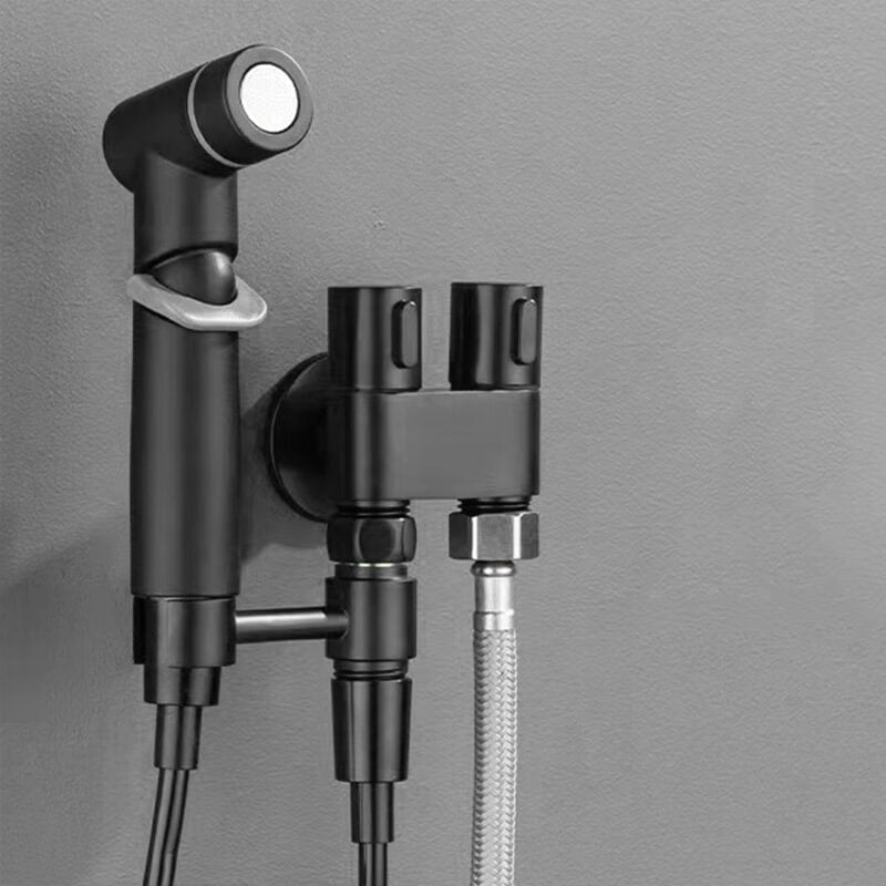 Toilet Companion - Handsprutpistol i koppar med dubbel användning och vinkelventil för badrum (ett inlopp, två utlopp)