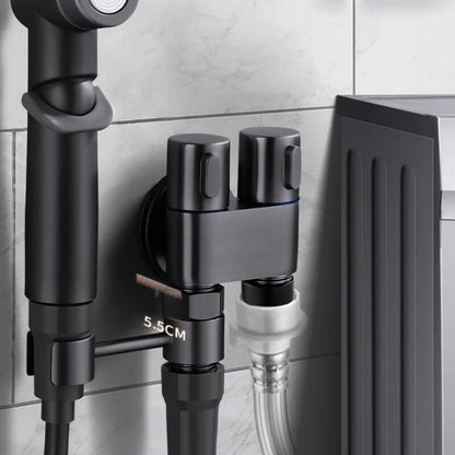 Toilet Companion - Handsprutpistol i koppar med dubbel användning och vinkelventil för badrum (ett inlopp, två utlopp)